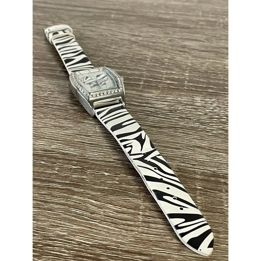 Mickey Mouse Disney Zebra Print Crystal‎ Analog Women’s Petite Wrist Watch 8”